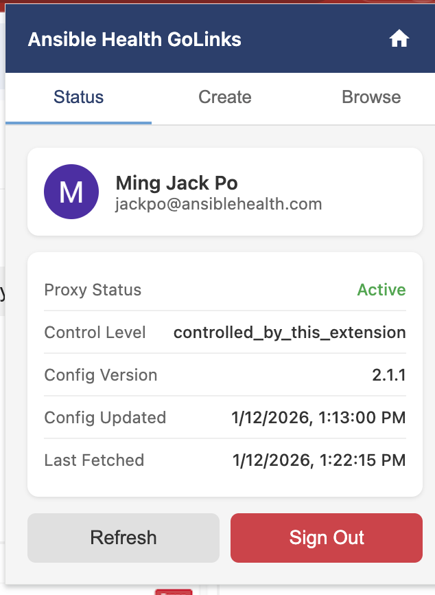 Click Refresh in extension popup